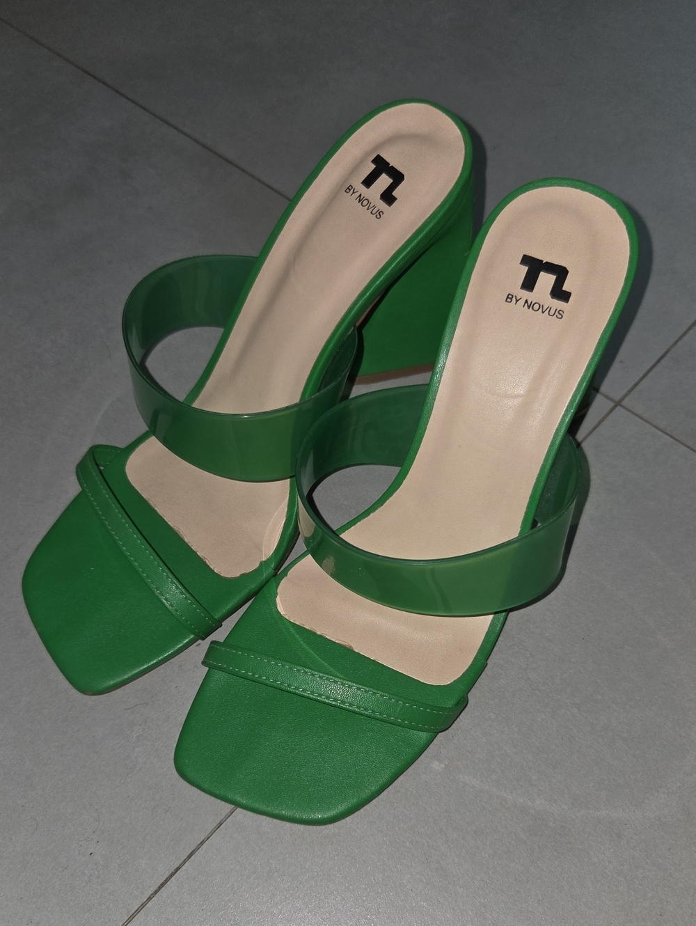 Green Two-Band Slide Mules